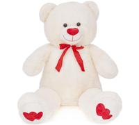 SNOWOLF Ours en Peluche géant XXL - avec Yeux Boutons - 110 cm - Grand Ours en Peluche Doux - Cadeau pour Un Anniversaire, la Saint-Valentin ou Noël (1,1 m, Crème)