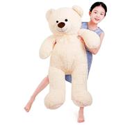 SNOWOLF Ours en Peluche géant XXL avec Yeux en Boutons de 110 cm - Grand Ours en Peluche Doux - Cadeau d'anniversaire, de Saint-Valentin ou de Noël (1,1 m, Beige)