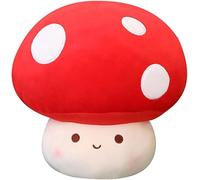 SNOWOLF - Peluche mignonne en forme de champignon 3D en peluche Kawaii - Oreiller câlin doux - Cadeau pour filles, enfants, femmes - Décoration - Noël, Saint-Valentin, fête (25 cm, Rouge)