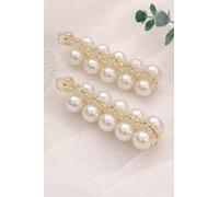 Snowpearl Lot de 02 pinces à cheveux en perles pour queue de cheval, pinces à cheveux épaisses et fines, barrettes françaises en strass, dents à l'intérieur, pinces à mâchoires coulissantes pour