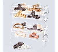 SNOWSTAR Support de rangement en acrylique, rotatif à 360 degrés, organiseur de pinces à cheveux, support transparent pour femmes et filles