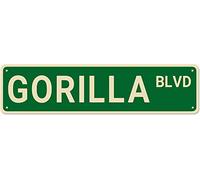 snowsun GORILLA BLVD Plaque en métal vintage en étain pour chambre à coucher, cuisine, jardin, mur, bar, club, café, décoration d'intérieur, 10,2 x 40,6 cm
