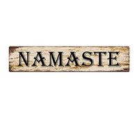 Snowsun Namaste Plaque d'art vintage en aluminium pour chambre à coucher, cuisine, jardin, mur, pub, club, café, décoration à suspendre - 10,2 x 40,6 cm