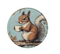 Snowsun Plaque en étain ronde rétro en métal motif écureuil café pour clôture, extérieur, cour, décoration d'intérieur, 20,3 x 20,3 cm
