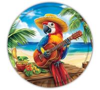 snowsun Plaque en métal amusante de plage en forme de perroquet, guitare de plage, décoration murale rétro pour maison, bar, café, pubs, jardin, cour, porche 30,5 cm