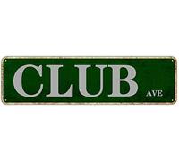 snowsun Plaque en métal vintage Club Ave - Plaque rétro en aluminium avec citations pour maison, cuisine, pub, club, cour, pub, club, porche, 10,2 x 40,6 cm