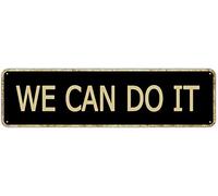 snowsun Plaque en métal vintage « We Can Do It » - Plaque rétro en aluminium pour homme et femme - Décoration murale pour cuisine, jardin, café, 10,2 x 40,6 cm