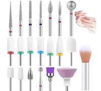 Snowtain Embouts Ponceuse Ongles 19 Pièces 3/32″ - Diamant · Céramique · Carbure + Brosse | Kit Manucure Pédicure Pro | Retrait Gel & Acrylique | Compatible Ponceuses Électriques