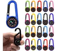 Snowtain Lot de 20 Boussole Porte-clés,Mousquetons en Forme de Boussole Porte-clés en Forme de Boussole Colorée, Mini Boussole de Survie Portable Boussole Enfant pour la randonnée et le camping.