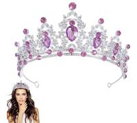 Snowtain Tiara Cristal Couronne, 1 Pcs Tiare Baroque, DiadèMe de Princesse Bridal Bandeau pour Mariage, Pageants, Princesse Parties (Argent, Strass Violets)