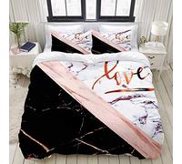 SnowXXL Parure de lit Adulte,Housse de Couette,Élégant marbre Or Rose avec Amour,1 Housse de Couette 200 x 200cm + 2 Taies d'Oreillers 50 * 75 CM
