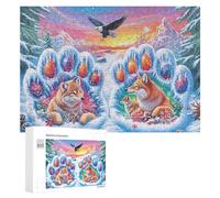 Snowy Aurora Oiseau Fantastique en vol Puzzle 300 Pièces pour Couples Pause Au Bureau Anti-Stress Cadeau pour Anniversaire De Mariage 300 PCS