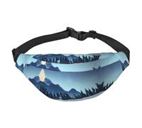 Snowy Forest Grand sac banane tendance pour voyage, décontracté, convient pour le sport, la course à pied, le cyclisme, les voyages, la pêche