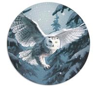 Snowy Hibou in Flight-Winter Forest Scene 1000 Pièces Puzzle pour Adultes Et Enfan Puzzle Rond Décoration Moderne Jeu Cadeau Unique 1000pcs (67.5x67.5cm)