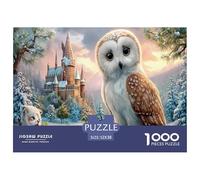Snowy Hibou Puzzle 1000 Pièces Cadeau Unique Château d'hiver Challenge Toy À De Qualité Supérieure Peinture Art pour Adultes Et Enfants À Partir De 14 Ans 52x38cm/1000pcs