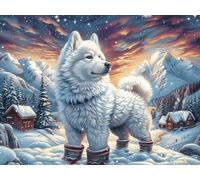 Snowy Loup Blanc 300 Pièces Puzzle Créatif en Carton Rigide sans Déformation Animaux fantastiques vibrants Difficulté Moyenne Activité Manuelle Loisir Créatif Cadeau Créatif Anniversaire 300 PCS/