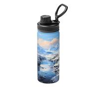 Snowy Mountain Scenery Thermos de sport en acier inoxydable pour cyclisme, gym, basket-ball, extérieur 532 ml