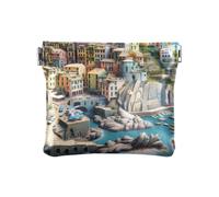 Snowy Pines Porte-monnaie blanc sans fermeture éclair Petite trousse de maquillage pour femme, Seaside Town Blue 2, one size, Seaside Town Blue