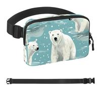 Snowy Polar Bear-1580 Sac banane pour homme et femme, sac banane avec sangle réglable, sac banane tendance pour voyage, plein air, course à pied, randonnée, multicolore, 4 x 23 x 15 cm, multicolore,