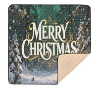 Snowy Safari - Grand tapis de jeu robuste pour bébé sur le thème « Merry Christmas » pour le sol, imperméable, pour nouveau-nés, bébés, nourrissons, tout-petits, 127 x 127 cm