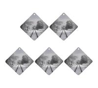 Snowy Train Tracks Lot de 5 feuilles d'encens parfumées à suspendre pour voiture, maison, décoration intérieure Motif losange Noir