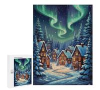 Snowy Village Aurora Night Puzzle 1000 Pièces Educa Jouet en Bois Cadeau Unique Décoration Intérieure Jeu Éducatif Challenge Toy Adultes Et Enfants À Partir De 14 Ans 500 PCS