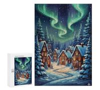 Snowy Village Aurora Night Puzzle 1000 Pièces Educa Jouet en Bois Cadeau Unique Décoration Intérieure Jeu Éducatif Challenge Toy Adultes Et Enfants À Partir De 14 Ans 300 PCS