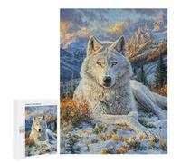 Snowy Wolf in Mountain Landscape Puzzle 1000 Pièces Educa Jouet en Bois Cadeau Unique Décoration Intérieure Jeu Éducatif Challenge Toy Adultes Et Enfants À Partir De 14 Ans 500 PCS