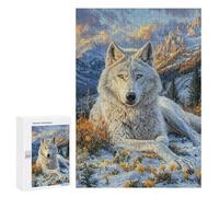 Snowy Wolf in Mountain Landscape Puzzle 1000 Pièces Educa Jouet en Bois Cadeau Unique Décoration Intérieure Jeu Éducatif Challenge Toy Adultes Et Enfants À Partir De 14 Ans 300 PCS
