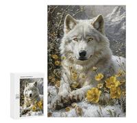 Snowy Wolf with Yellow Flowers Puzzle 1000 Pièces Educa Jouet en Bois Cadeau Unique Décoration Intérieure Jeu Éducatif Challenge Toy Adultes Et Enfants À Partir De 14 Ans 300 PCS