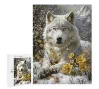 Snowy Wolf with Yellow Flowers Puzzle 1000 Pièces Educa Jouet en Bois Cadeau Unique Décoration Intérieure Jeu Éducatif Challenge Toy Adultes Et Enfants À Partir De 14 Ans 500 PCS