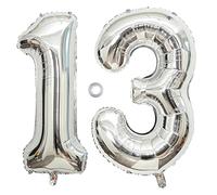 SNOWZAN ballon 13e anniversaire argent fille garçon chiffre 13 géant ballon gonflable hélium numéro 13 ballon grands chiffres 13 ans XXL 13 ans Happy Birthday