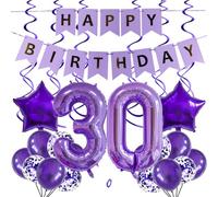 SNOWZAN Ballons 30ème Anniversaire Décoration Violet 40 Pouces Nombre Géant Ballons, Ballons En Latex 25 Pcs