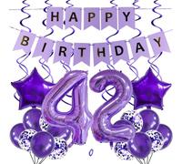 SNOWZAN Ballons 42e Anniversaire Décoration Violet 40 Pouces Nombre Géant Ballons, Ballons En Feuille De Latex 25 Pcs
