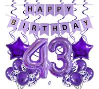 SNOWZAN Ballons 43e Anniversaire Décoration Violet 40 Pouces Ballons Géants Numérotés, Ballons En Feuille De Latex 25 Pièces