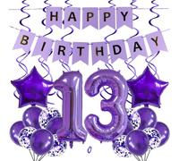 SNOWZAN Lot de 25 ballons géants en aluminium en forme de chiffre Violet 81 cm
