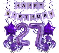 SNOWZAN Lot de 25 ballons gonflables en latex pour anniversaire 27 ans Motif chiffres géants Violet 100 cm