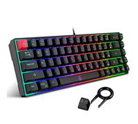 Snpurdiri 60 % clavier de jeu ergonomique petit clavier de jeu RVB compact silencieux rétroéclairé pour Windows, PC, ordinateur portable, jeu (68 touches, noir)