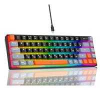 Snpurdiri Clavier de Jeu 60%, Petit Clavier de Jeu Compact rétroéclairé RVB pour Windows, PC, Ordinateur Portable (68 Touches, Noir-Gris-Orange)