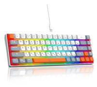 Snpurdiri Clavier de Jeu à 60%, Ergonomique Compact rétroéclairé RVB pour Windows, PC, Ordinateur Portable (68 Touches, Blanc-Gris-Orange)