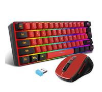 Snpurdiri Ensemble clavier et souris sans fil 60 % pour cent - Combo clavier et souris de jeu sans fil - Comprend un petit mini clavier 2,4 G 60 % Merchanical Feel - Design ergonomique - Souris