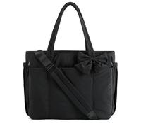 Snrtevu 2026 New Puffer Bag Ladies, Lightweight Puffy Tote Bag, Shoulder Tote And Handbags For Work Travel Shopping School (BLACK)