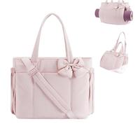 Snrtevu 2026 New Puffer Bag Ladies, Lightweight Puffy Tote Bag, Shoulder Tote And Handbags For Work Travel Shopping School (LIGHHT PINK)