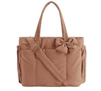 Snrtevu 2026 New Puffer Bag Ladies, Lightweight Puffy Tote Bag, Shoulder Tote And Handbags For Work Travel Shopping School (BROWN)