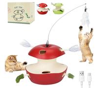 Snrtevu 2026 Upgrade Cat Puzzle Toy Apple-Shaped, 2-Level Modes with 10 Holes, Rechargeable Interactive Magic Apple Toy for Cat with Smart Sensor & Teaser for Kittens & Adult Cats Toy (Red)