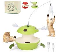 Snrtevu 2026 Upgrade Cat Puzzle Toy Apple-Shaped, 2-Level Modes with 10 Holes, Rechargeable Interactive Magic Apple Toy for Cat with Smart Sensor & Teaser for Kittens & Adult Cats Toy (Green)