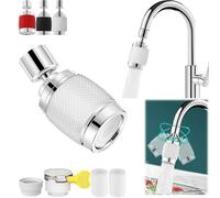 Snrtevu 360-Degree Swivel Splash-Proof Faucet Aerator,Faucet Extender with Water Filter System, 2-in-1 Water Saving Tap Diffuser with 3 Outlet Modes (WHITE,1PC)