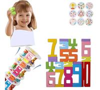 Snrtevu Blocs de Construction en Bois avec Chiffres, Digital Building Blocks, Jouets Empilables, Développe la Compréhension des Nombres et l'Équilibre Numérique, Cadeau Éducatif en Bois (Style-3)