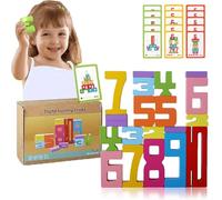 Snrtevu Blocs de Construction en Bois avec Chiffres, Digital Building Blocks, Jouets Empilables, Développe la Compréhension des Nombres et l'Équilibre Numérique, Cadeau Éducatif en Bois (Style-1)