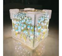 Snrtevu Blossom Box, lampe de miroir tulipes à faire soi-même, lampe de miroir tulipe, veilleuse, lumière de chambre à coucher, chevet pour décoration d'intérieur (bleu)
